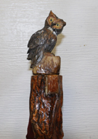 Custom walking stick by Stanley D. Saperstein Artisans of the Valley Owl on Diamond Willow
