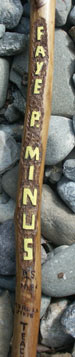 Custom Hand Carved Walking Stick Historic Features - Detail Closeup Embossing Name