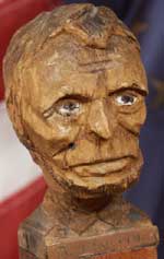 Custom Hand Carved Walking Stick Historic Features - Detail Closeup Abraham Lincoln Bust