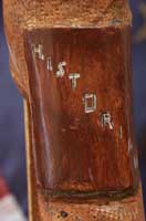 Custom Hand Carved Walking Stick Historic Features - Detail Closeup Embossed Book